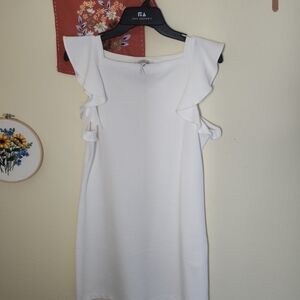 FA Ivory Ruffle Sleeve Mini Dress